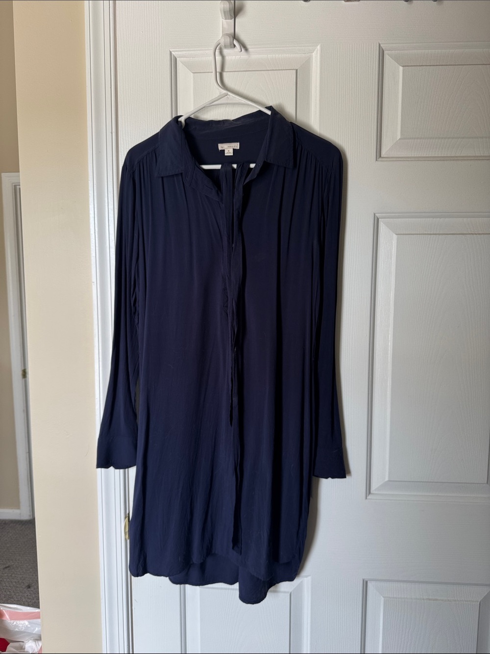 GAP Navy Long-Sleeve Button-Down Tunic Dress